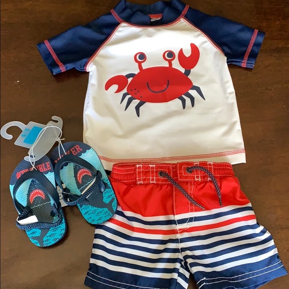 Carter's Other - Boys Bathing Suit ❤️ Flip Flops 💙